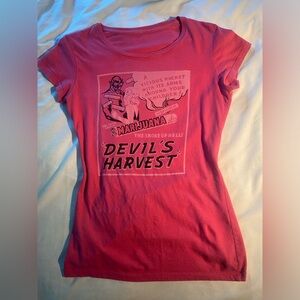 Y2K graphic tee- “Devils Harvest” pink woman’s tshirt